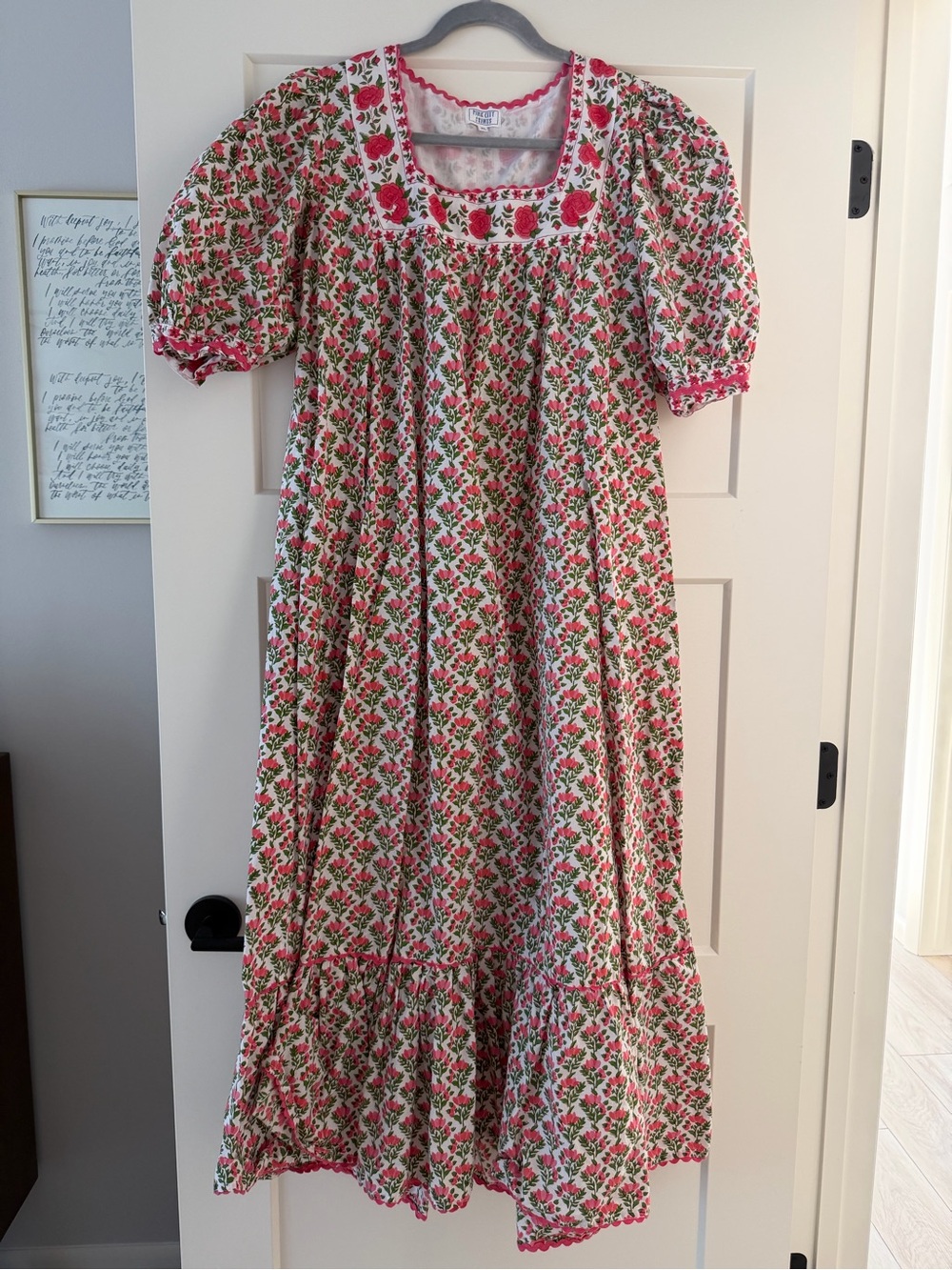 Floral Block Print Maxi Pink City Prints dress